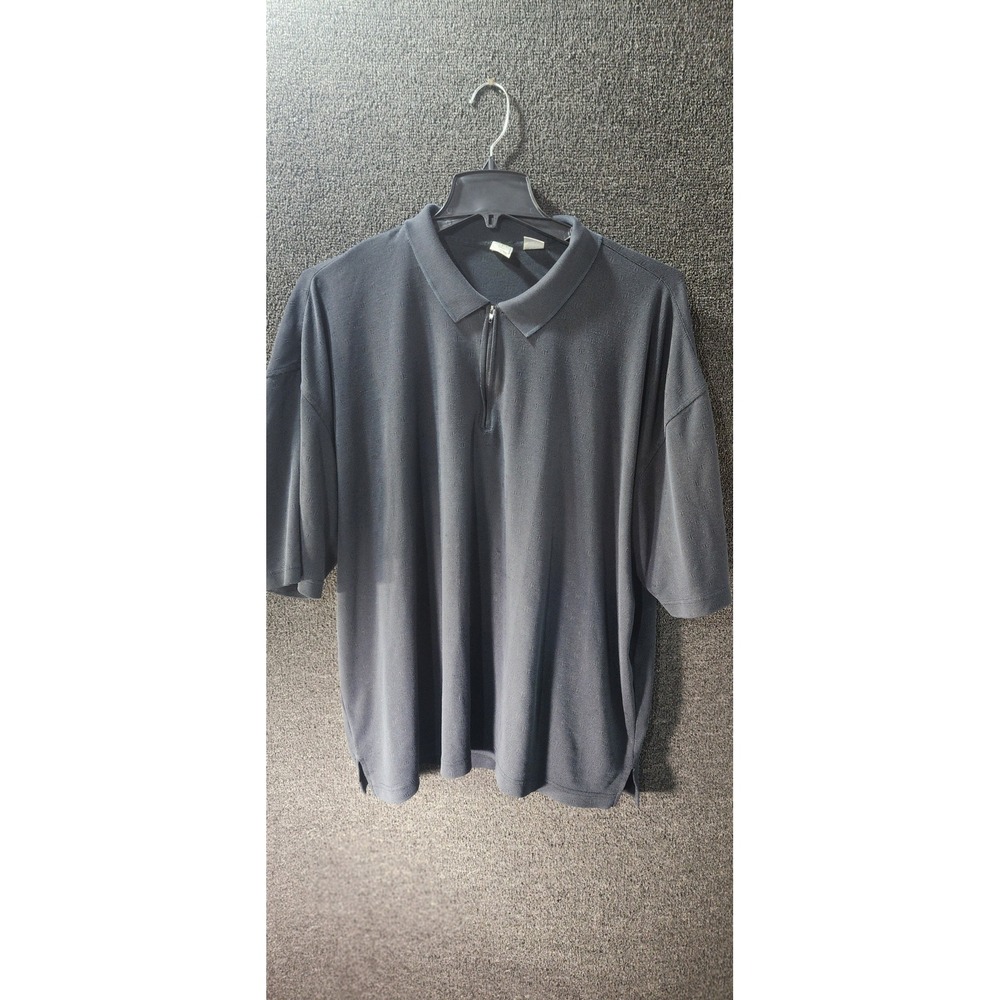 Burma Bibas Mens XXL Quarter Zip Polo Shirt Short Sleeve Gray Textured Knit XL